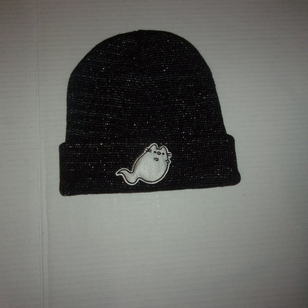 Pusheen Boosheen Black Sparkle Ghost Cat Knit Cap